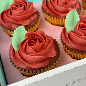 Box of Red Roses Cupcakes